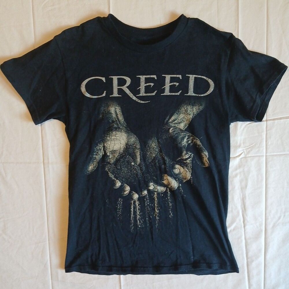 Creed Shirt Mens Sz Small Black Hands Sand Graphic Rock Band T-Shirt Tee Music